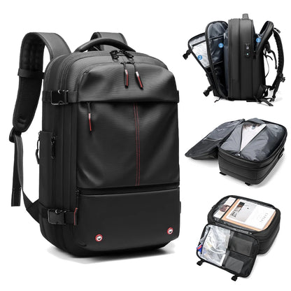 Sac à Dos de Voyage avec Compression Sous Vide 40L Extensible, Anti-Vol, USB, Compartiment Laptop
