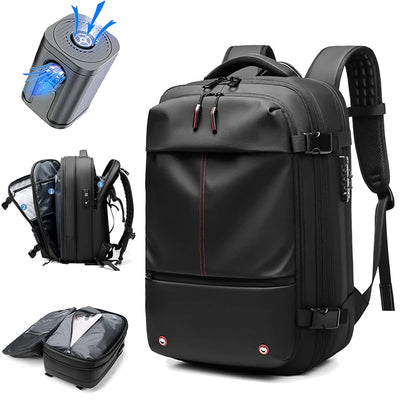 Sac à Dos de Voyage avec Compression Sous Vide 40L Extensible, Anti-Vol, USB, Compartiment Laptop