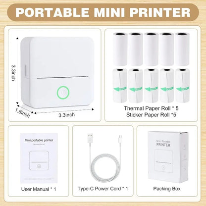 Mini Imprimante Thermique Portable Bluetooth 57mm Sans Encre pour DIY