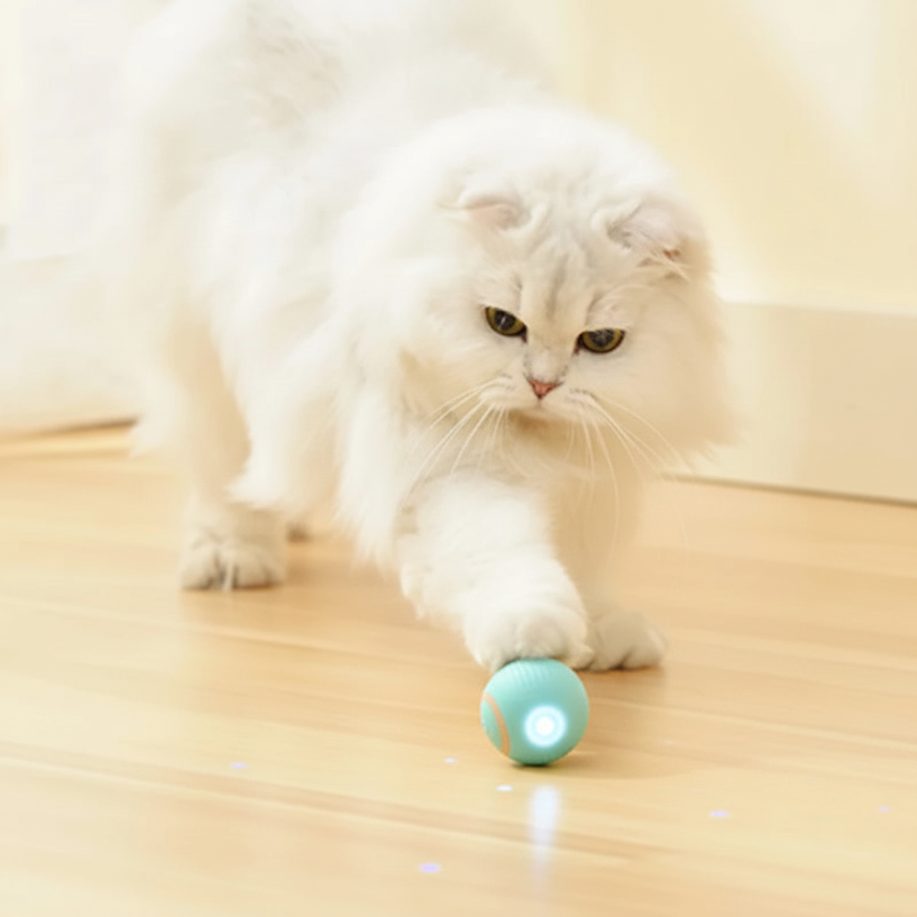 Chat touchant la balle