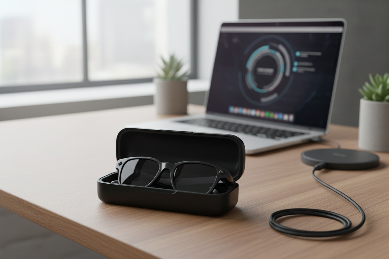 Lunettes dans leur étui avec câble