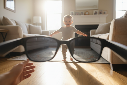 Parent filmant les premiers pas de bébé