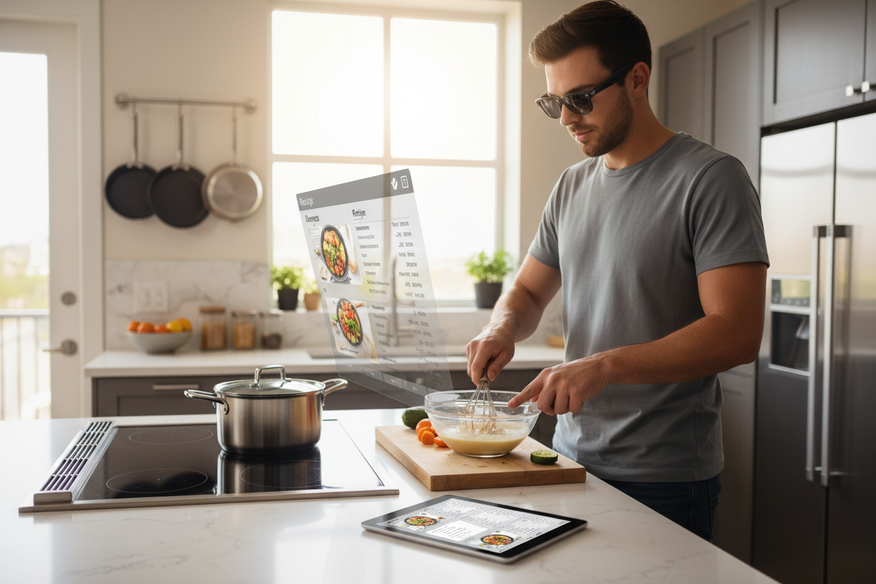 Personne cuisinant avec les lunettes