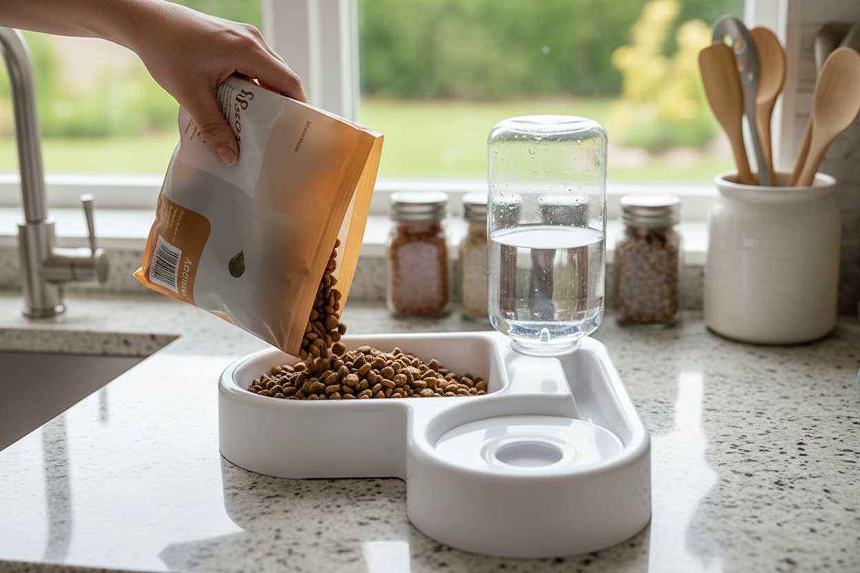 Personne remplissant la gamelle