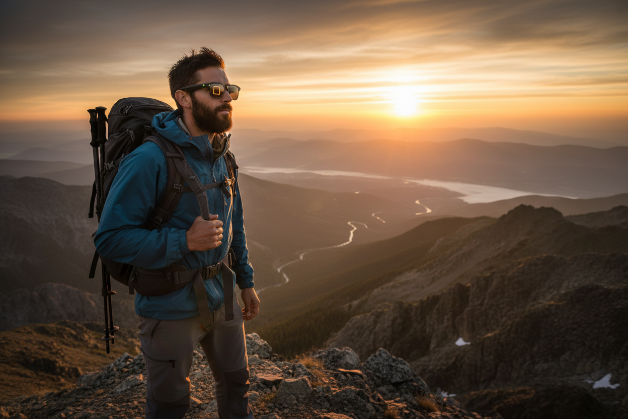 Randonneur au sommet d'une montagne