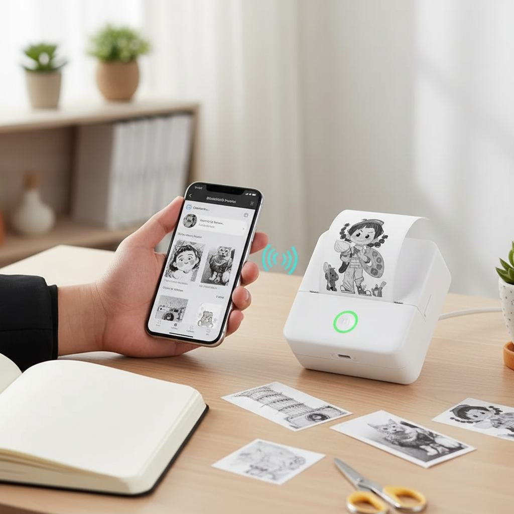 Smartphone connecté à l'imprimante