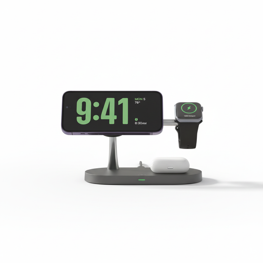 Station de Charge Sans Fil 3-en-1 MagSafe - Photo Professionnelle